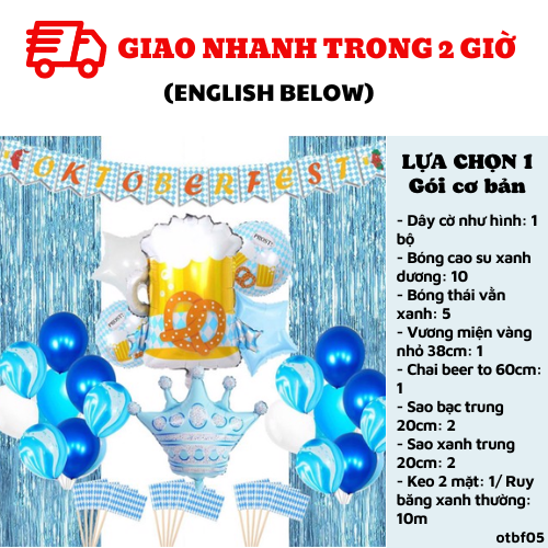Bộ Bóng Trang Trí Tiệc Oktoberfest Màu Xanh - Blue Oktoberfest Foil Balloon Combo OTBF05