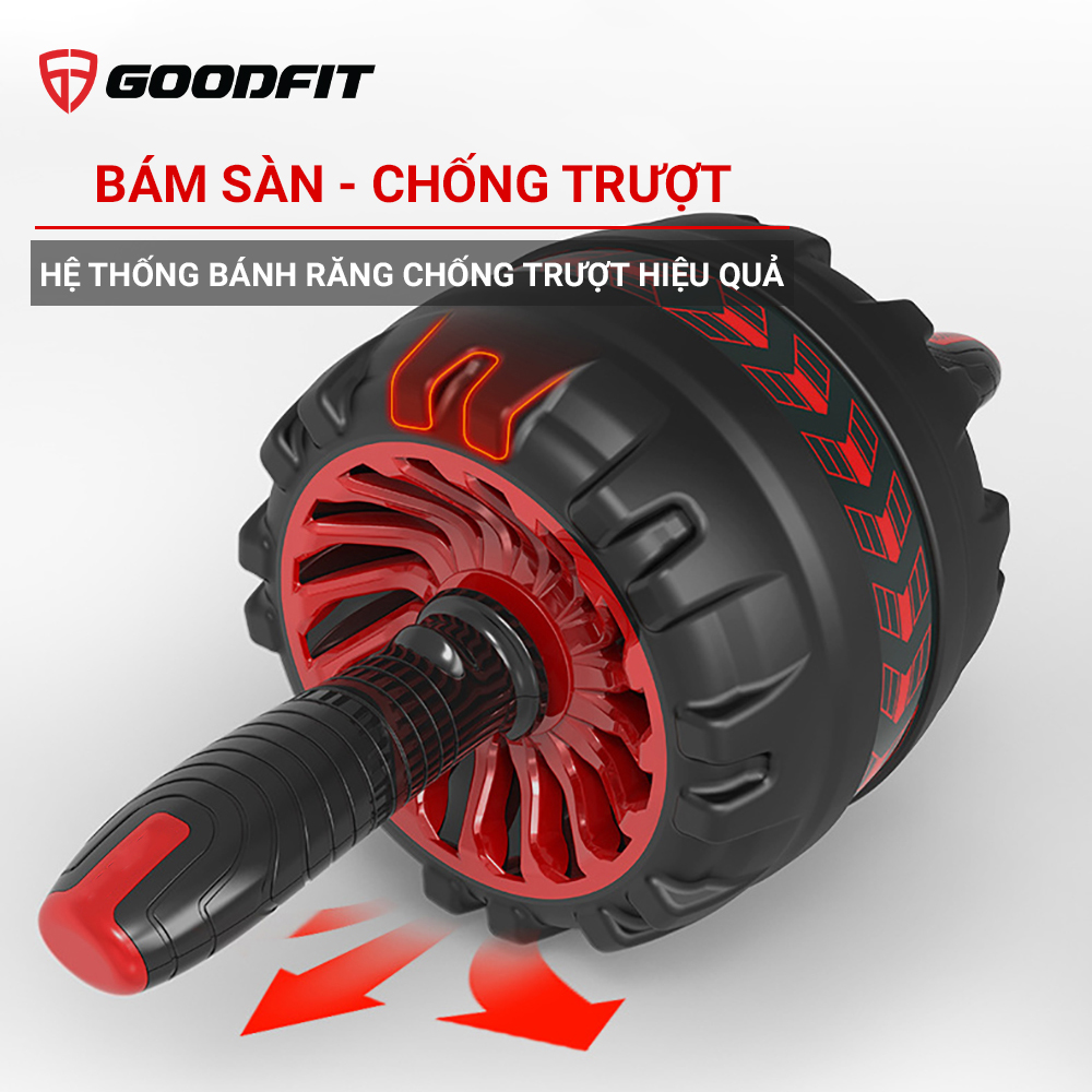 Con lăn tập bụng, con lăn tập cơ bụng trợ lực lò xo GoodFit chịu tải 200kg, hỗ trợ tập gym, tập thể dục tại nhà Goodfit GF600AB