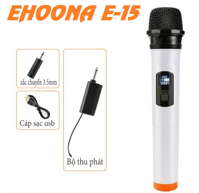 MICRO UHF KHÔNG DÂY EHOONA E15 ÂM THANH CỰC HAY