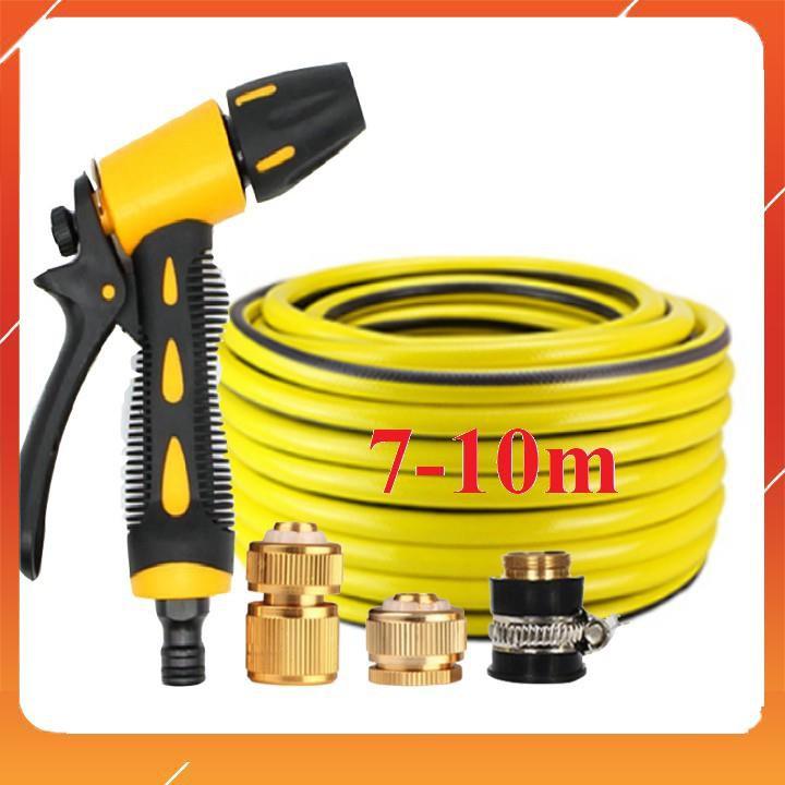 Bộ dây vòi xịt bơm nước tưới rửa đa năng, tăng áp 3 lần, loại 7m, 10m 206319 đầu đồng, cút đồng