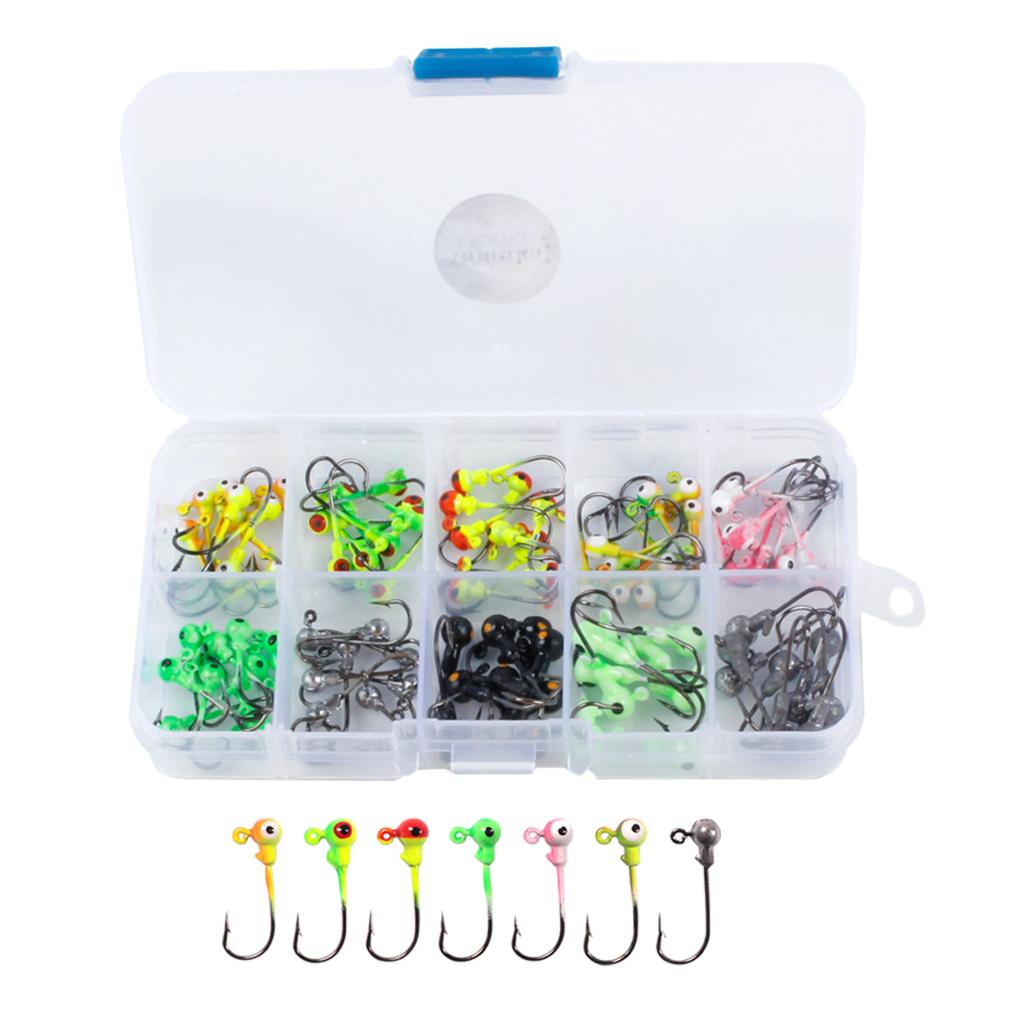 100pcs Jigging Jig Hooks Fishhook Lead Head Fishing Hooks Set for Worm Lures