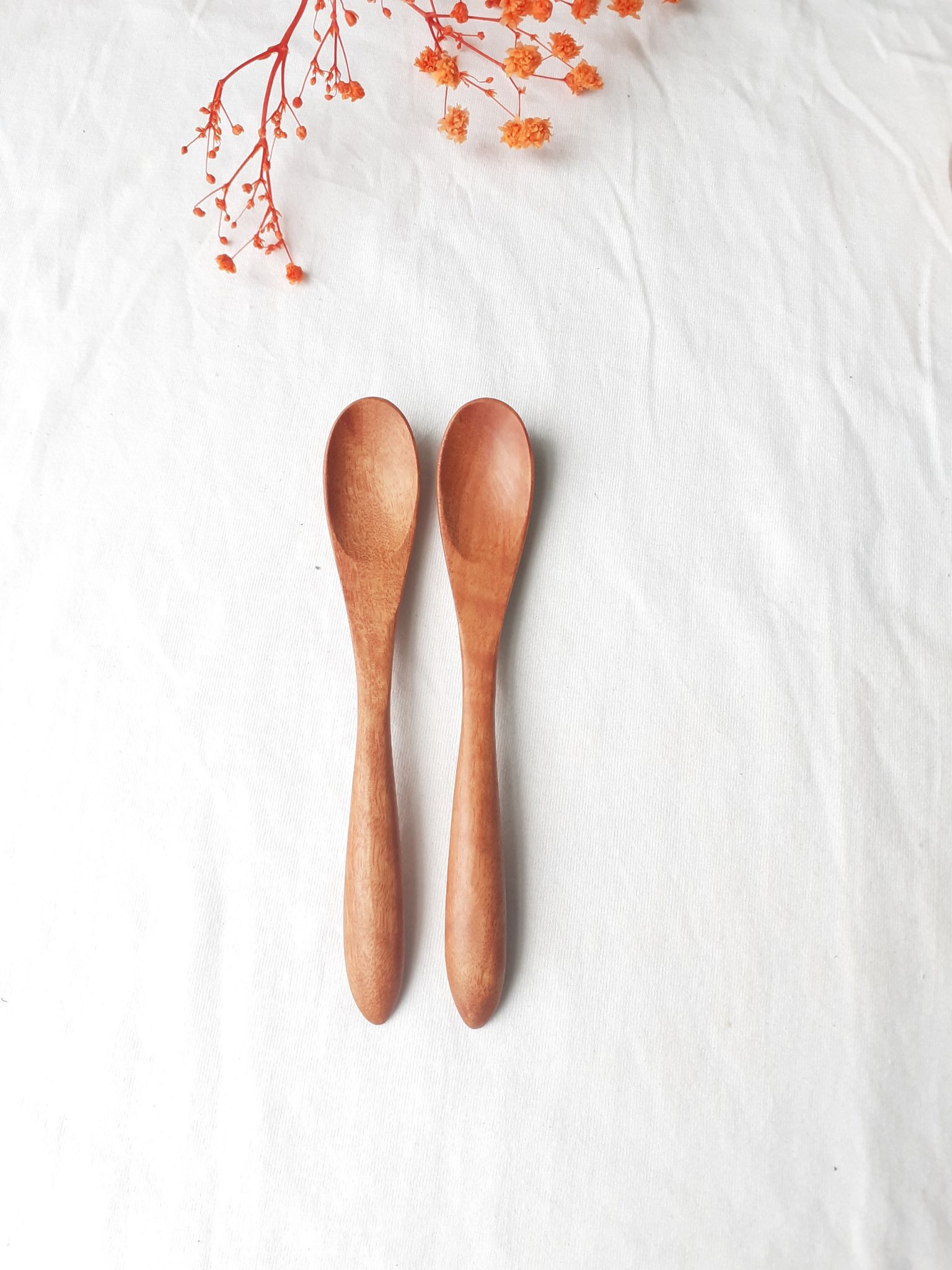 Bộ 6 thìa, muỗng gỗ nhãn nhỏ màu nâu 12 cm x 2 cm