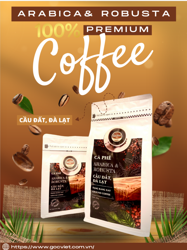 Cà phê Arabica &amp; Robustar Cầu Đất,  Đà Lạt  dạng rang xay - 500 g