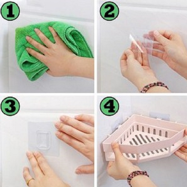 Kệ Góc Tam Giác Nhựa Dán Góc Tường Đa Năng Cho Bếp & Nhà Tắm Tiện Dụng