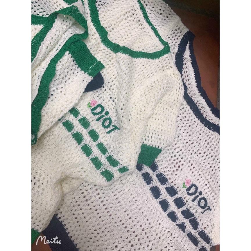 Áo len lưới thêu D.o viền tay cộc