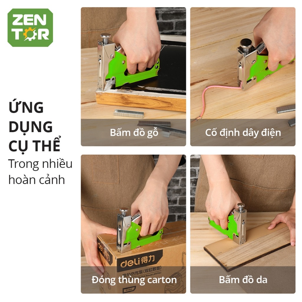 Súng bắn đinh ghim trợ lực 3in1 Zentor Cao Cấp - Máy bắn ghim gỗ, ghim dây điện, ghim cửa đa năng
