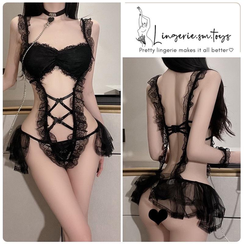 QR090 - Bodysuit Ren Đan Dây Nơ Phong Cách Hầu Gái Gợi Cảm