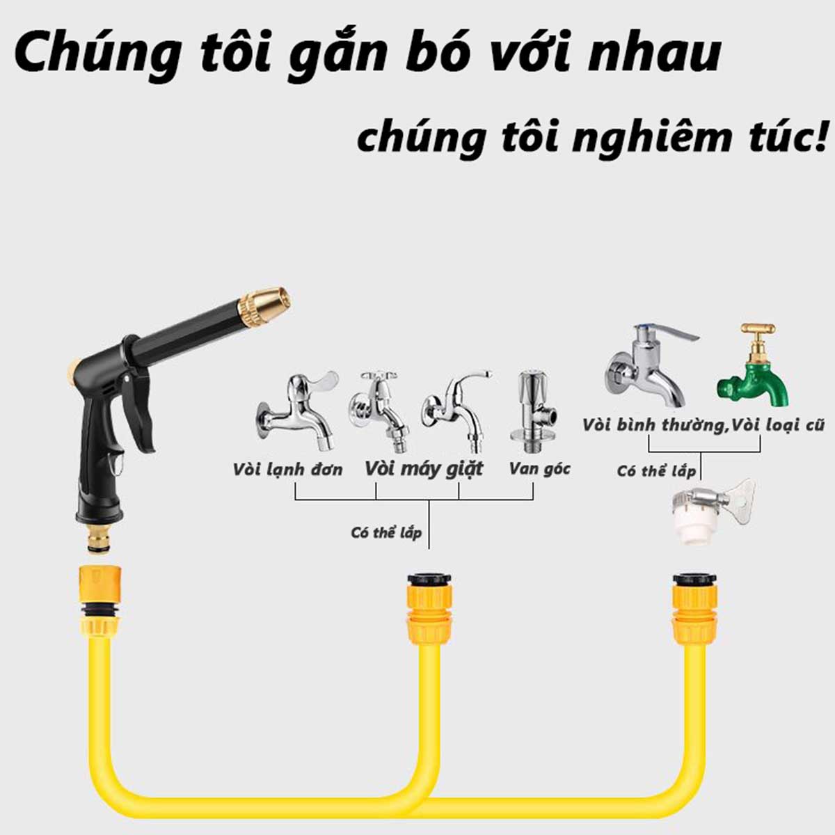 Súng phun nước áp suất cao cầm tay để làm sạch xe hơi Vòi phun nước trong vườn Đầu phun nước Tưới nước Phụ kiện rửa xe,Dễ dàng tháo rửa, vệ sinh, lắp đặt đơn giản