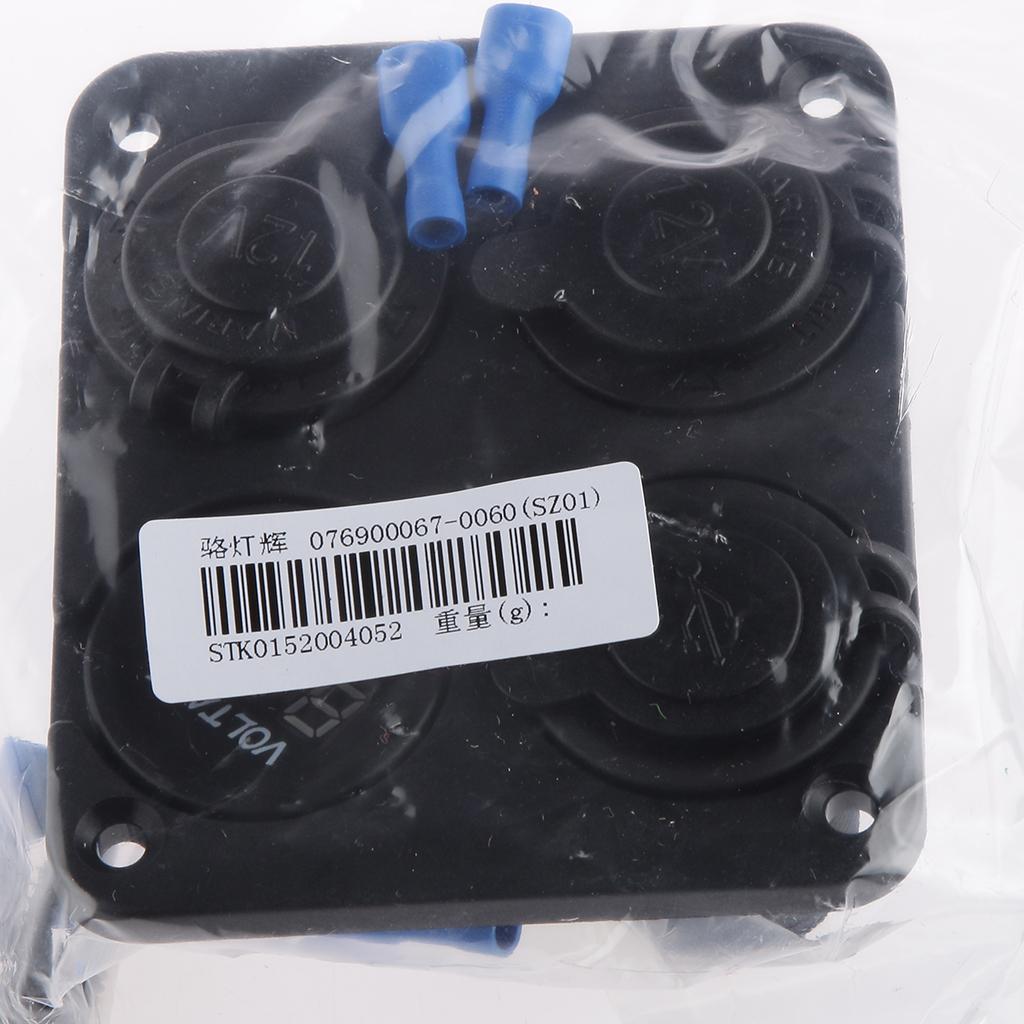 4 in 1 Car Dual USB Power Charger Cigarette Lighter Socket Voltmeter Switch