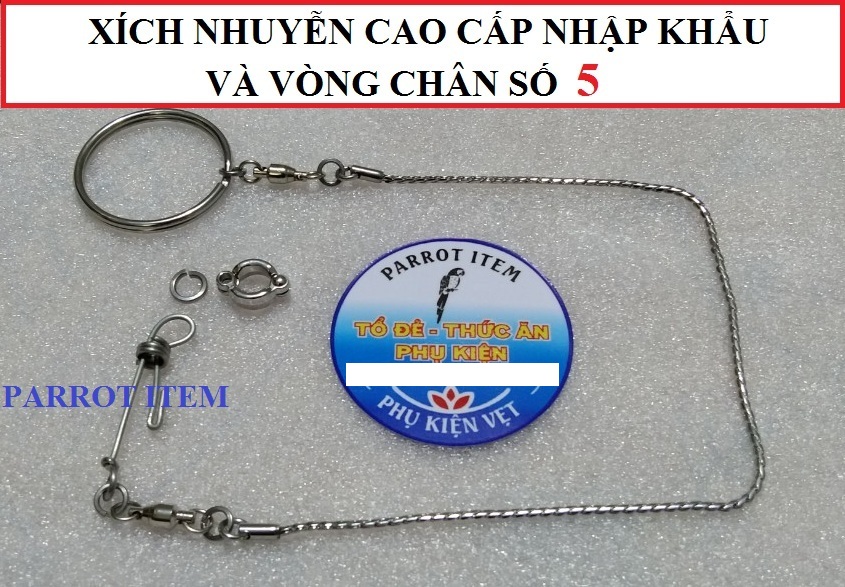 1 BỘ XÍCH NHUYỄN CAO CẤP (DÀY 0.8CM) NHẬP KHẨU VÀ VÒNG CHÂN CHO TẤT CẢ CÁC DÒNG VẸT,YẾN PHỤNG,LB,COCK,SUN