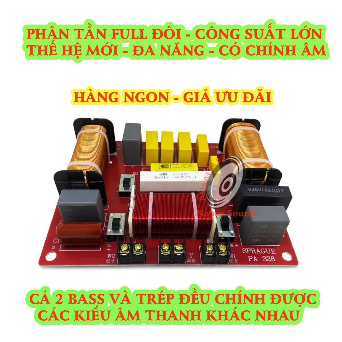 BỘ 2 CÁI MẠCH PHÂN TẦN FUN ĐÔI PA328 - LOẠI ĐA NĂNG CÓ CHỈNH ÂM - PHÂN TẦN CHO 2 LOA BASS VÀ TRÉP - PHÂN TẦN FUL ĐÔI