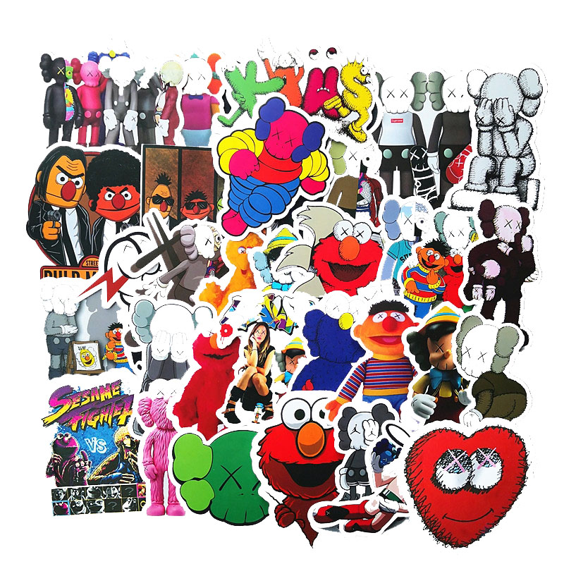 Sesame Street &amp; Kaws Stickers set 30 ảnh có ép lụa &quot;Giao mẫu ngẫu nhiên&quot;
