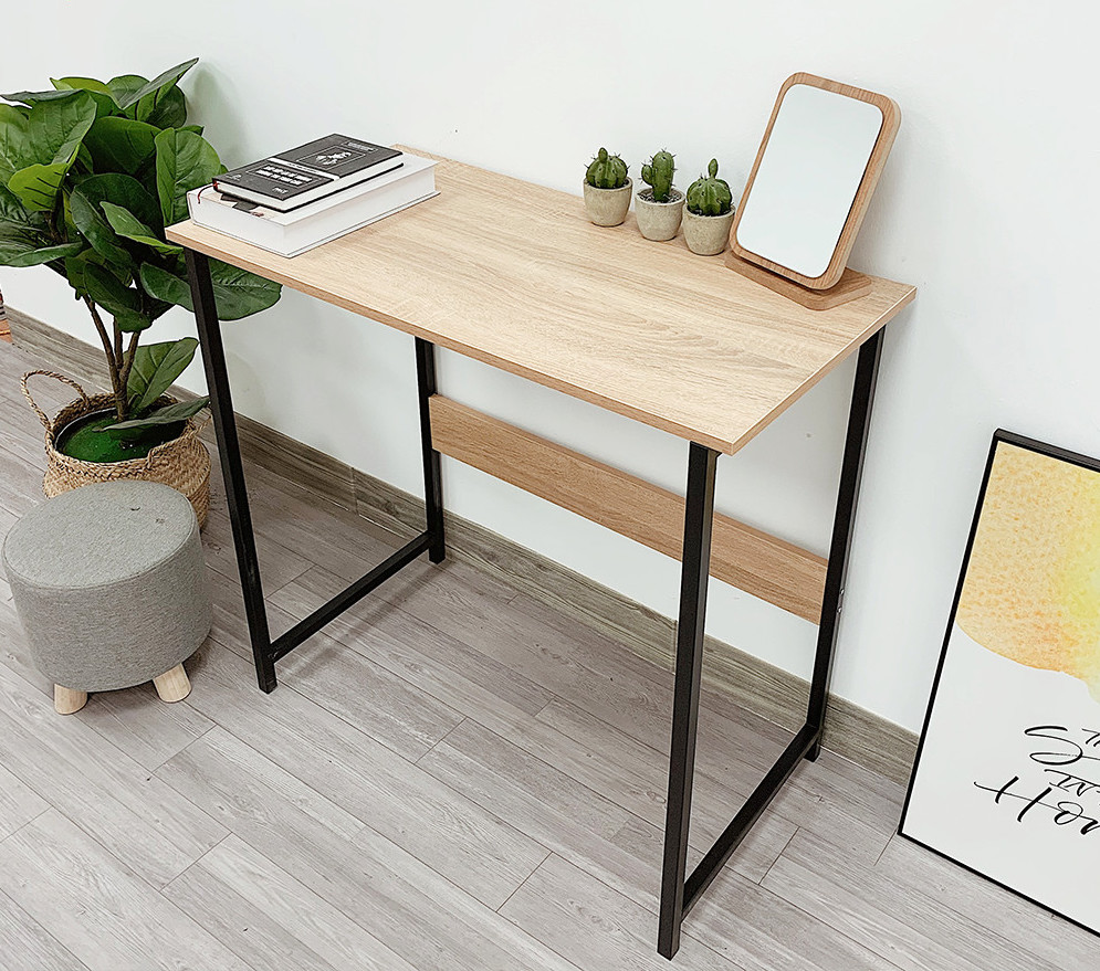 bàn làm việc chân sắt - vàng nhạt