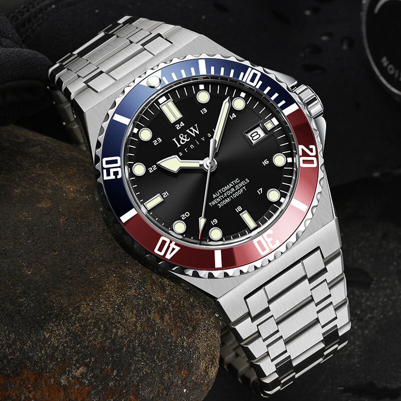 Đồng hồ nam chính hãng I&amp;W Carnival 726G-T4 Hàng mới fullbox ,Kính chống xước,Chống nước 100m,BH 24 tháng,Máy Cơ Automatic,dây kim loại xịn