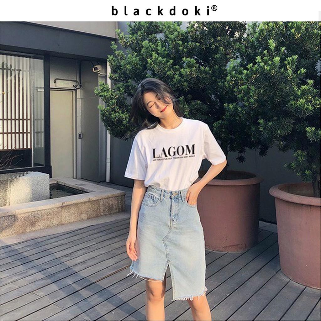 Áo thun nữ BLACKDOKI-LAGOM , áo phông basic unisex form rộng tay lỡ chất cotton dày dặn M178
