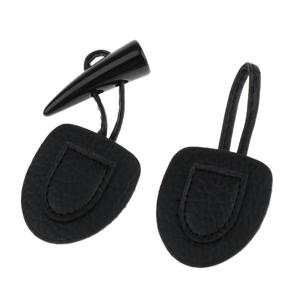 4 Đôi Da PU Sừng Móc Đóng May Nút Áo Khoác Duffle