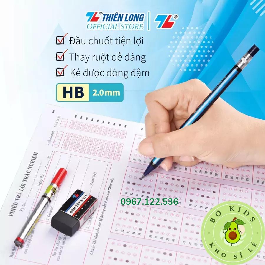 Bút Chì Bấm Ngòi 2.0mm Thiên Long ( PC-003 ) hộp 10 cây,bút có đầu chuốt tiện lợi,thay ruột rễ dàng,kẻ được dòng đậm