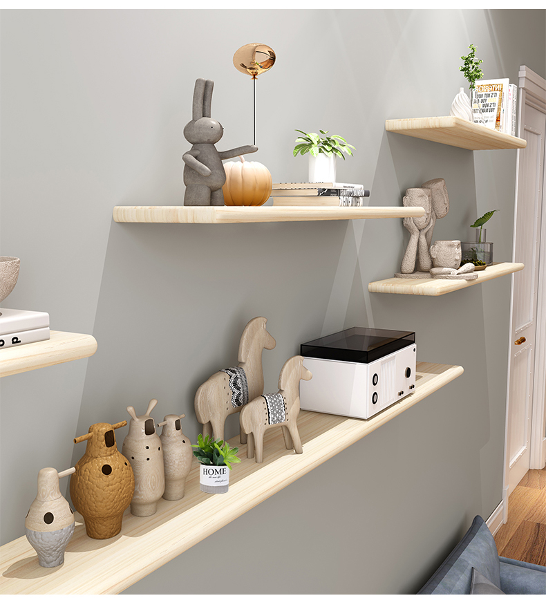 Set 3 thanh Kệ gỗ thông treo tường Giá gắn tường decor trang trí nhà cửa bền đẹp sâu 15 cm - 50x15