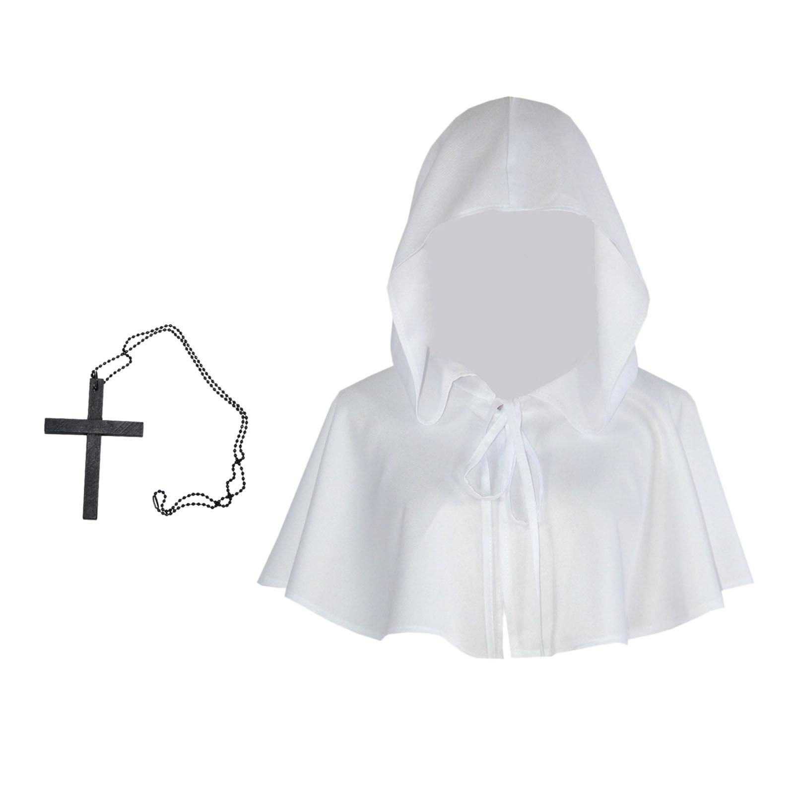 Halloween Cloak Death Cape Halloween Party Cosplay Witch Cowl Hat Short Cape Gothic Props Medieval Hooded Cloak Hat Hooded Poncho for Unisex