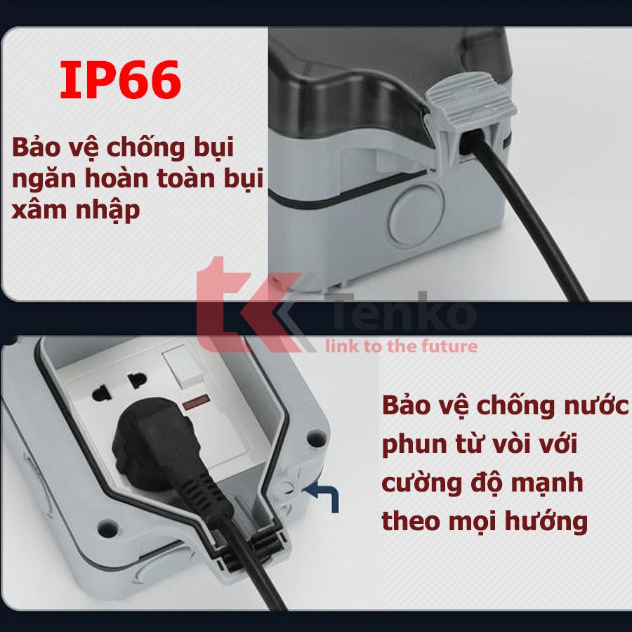 Mặt Chống nước ổ cắm điện, Công Tắc Điện vuông ngoài trời Cao Cấp Tenko TK-IP66