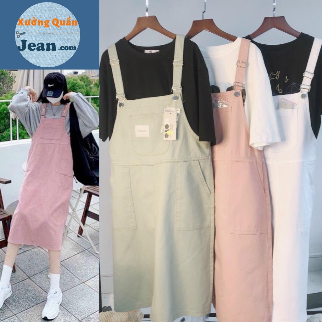 Yếm Váy Jean Dài Nữ Chất Bò Phối Túi Lớn Trước Ngực Phong Cách Hàn Quốc Size SML - 013