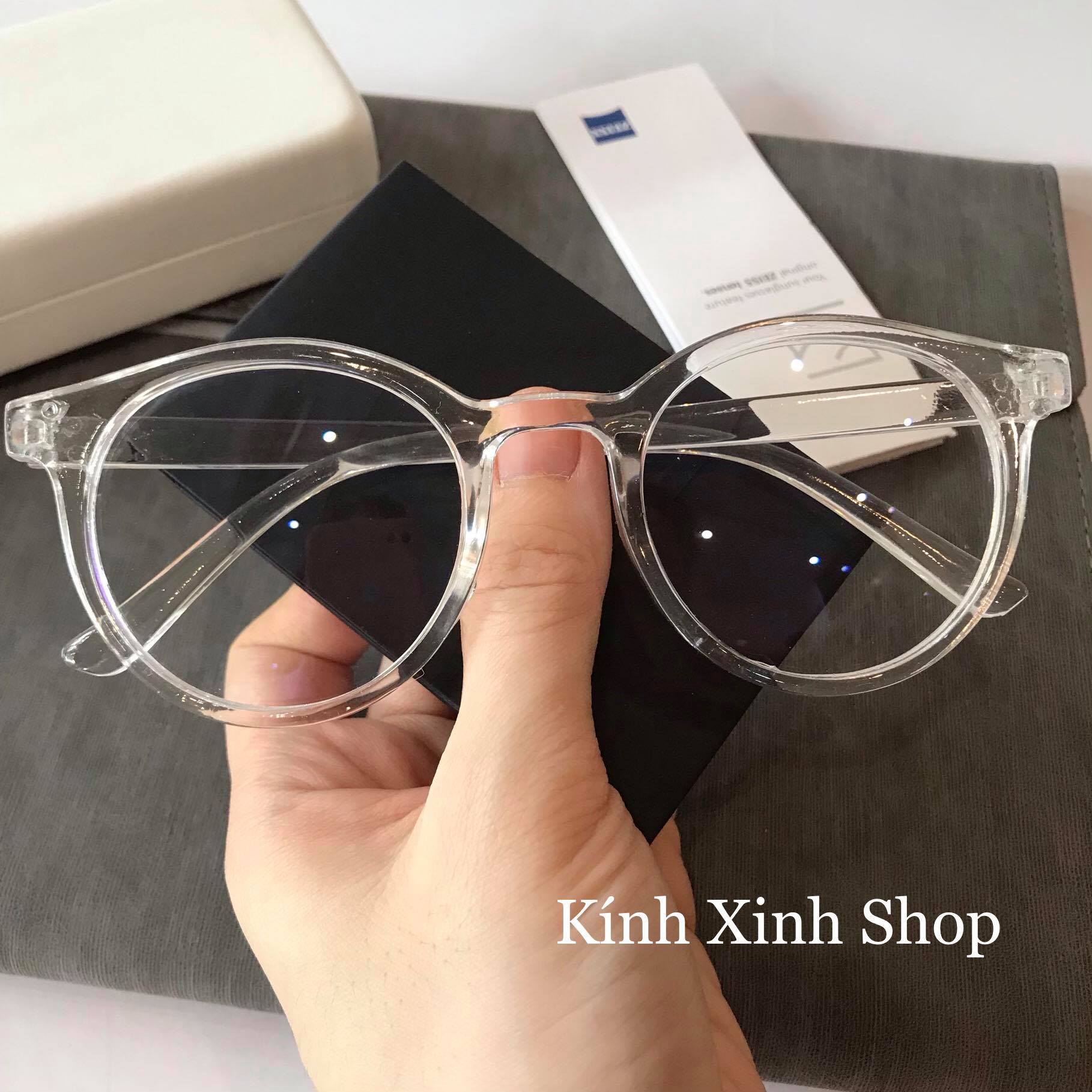 Kính Trong Suốt Mắt Tròn Chống Nắng Uv, Chống Ánh Sáng Xanh Không Độ