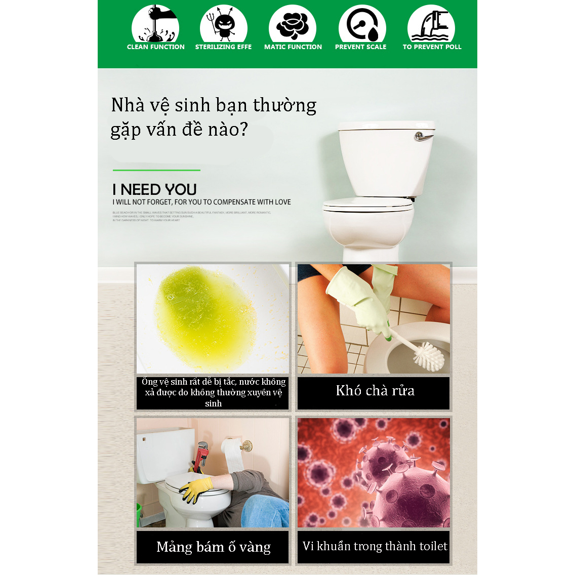 Ếch xanh khử khuẩn toilet 5 in 1, làm sạch nhà vệ sinh, chất tẩy Frog Guard tẩy rửa, khử trùng và khử mùi hôi