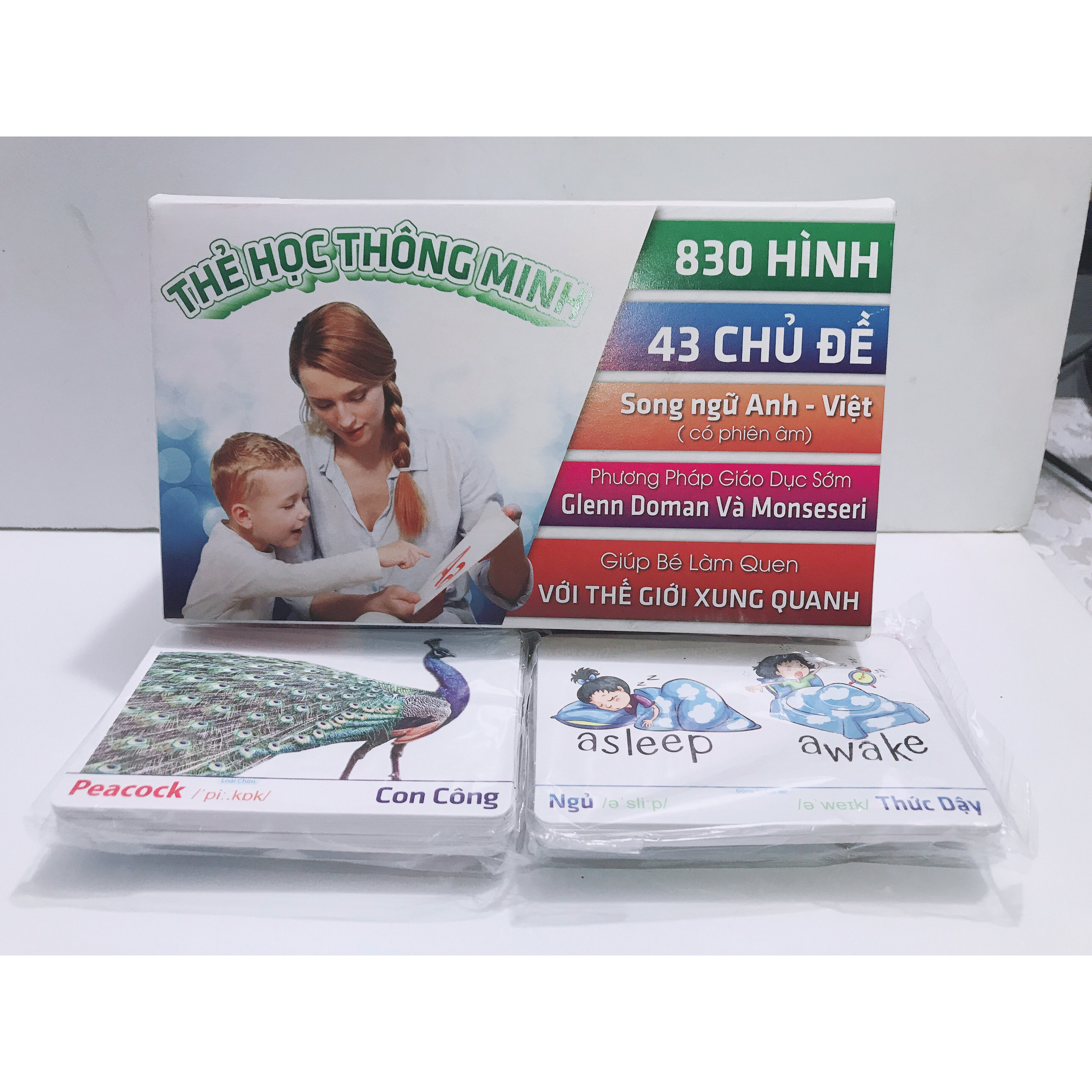 Thẻ Học Thông Minh 43 Chủ Đề 830 Hình 415 thẻ Flashcard Song Ngữ Anh-Việt có phiên âm.