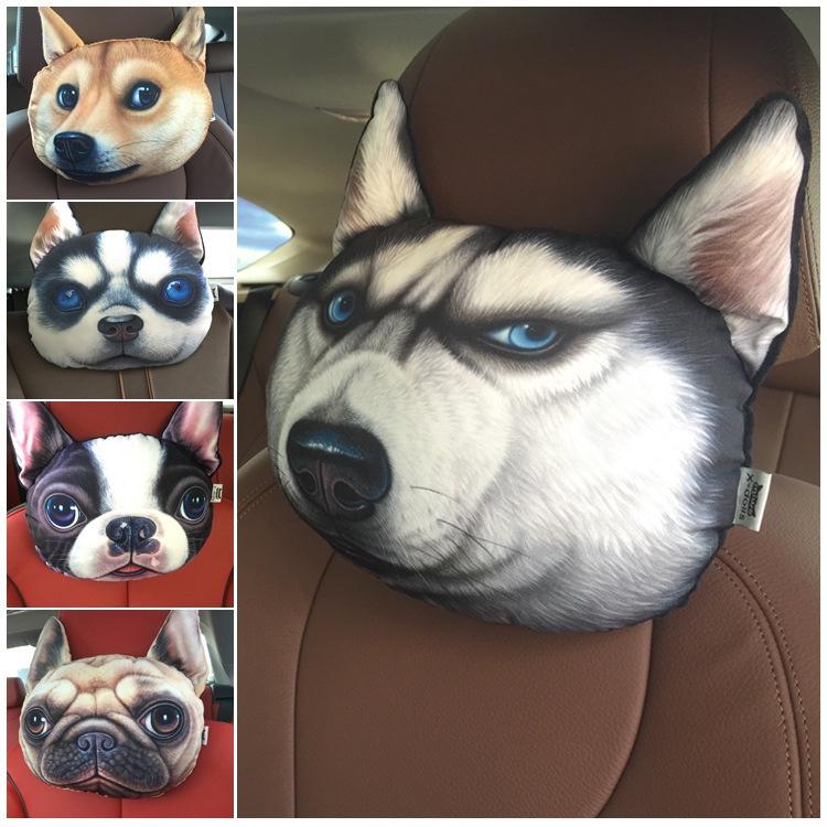 Gối Tựa Đầu Hình Chú Chó Husky Dễ Thương Cho Xe Hơi