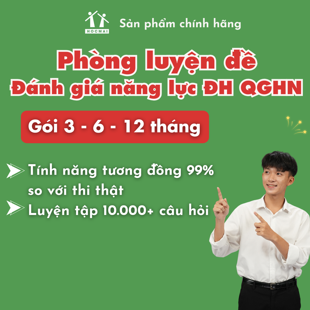 HOCMAI - Phòng luyện đề thi Đánh giá năng lực ĐHQG Hà Nội - HSA - Gói 3, 6, 12 tháng - Evoucher