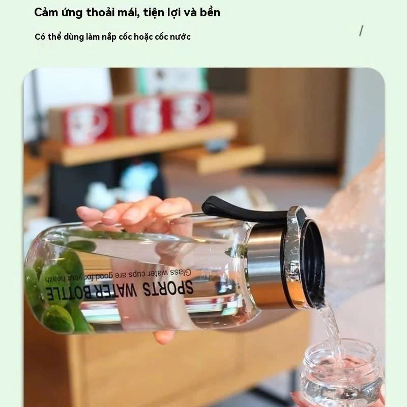 Bình Thủy Tinh 2 Lớp Pha Trà - Cách Nhiệt Tốt - Có Lõi Lọc Inox 304 - Dung Tích 750ml - Hàng Loại 1 TẶNG KÈM TÚI Văn Phòng Du Lịch Dã Ngoại