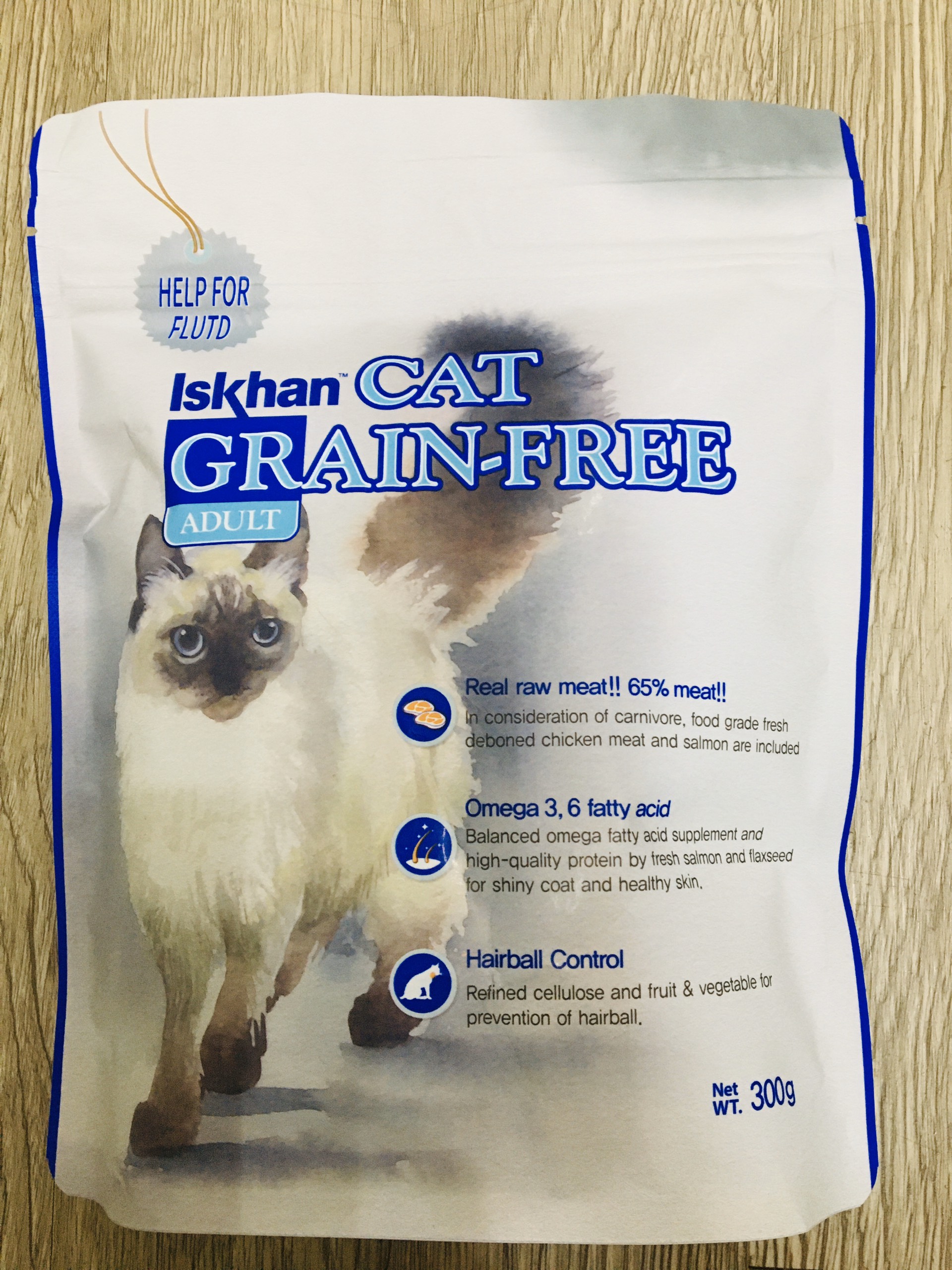 Thức Ăn Ngăn Ngừa Dị Ứng Và Chăm Sóc Da Lông Cho Mèo Iskhan Cat Grain Free Adult 300gr