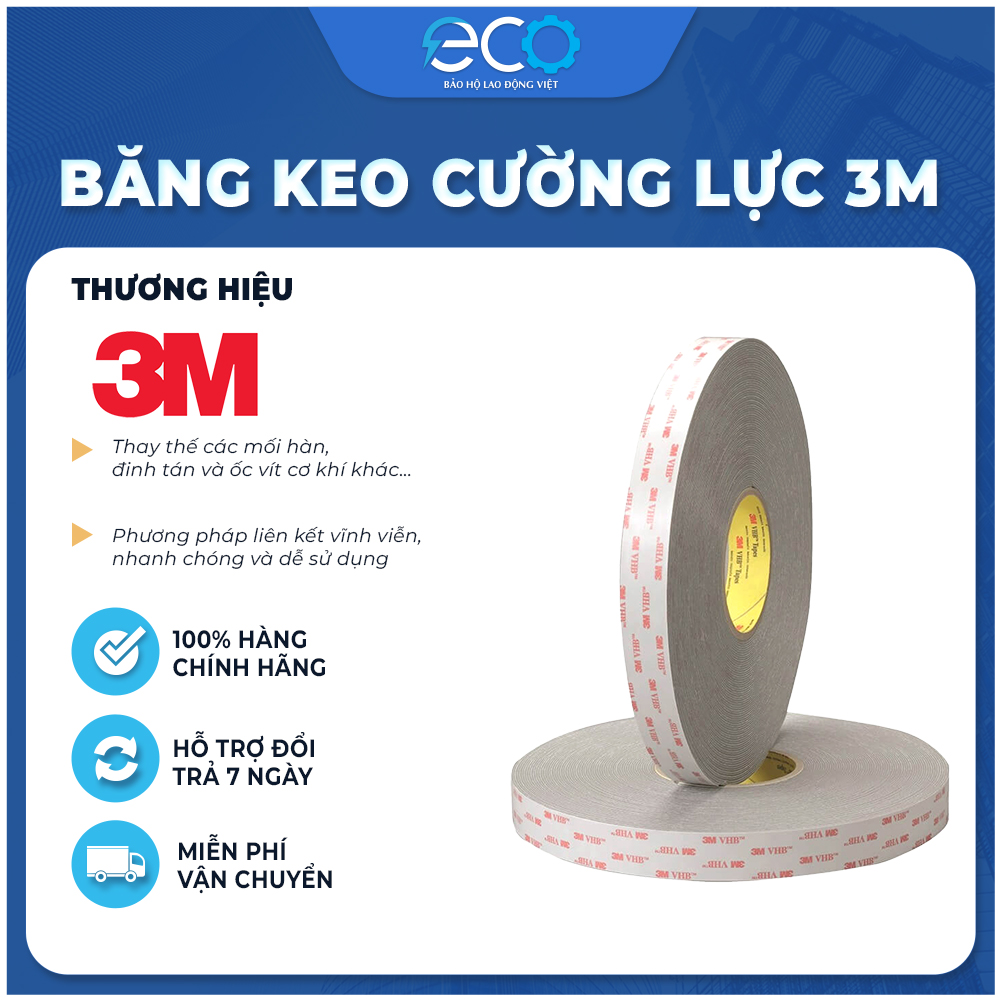 Băng keo cường lực siêu dính 3M 4941 (12mm x dài 4.5m) màu xám