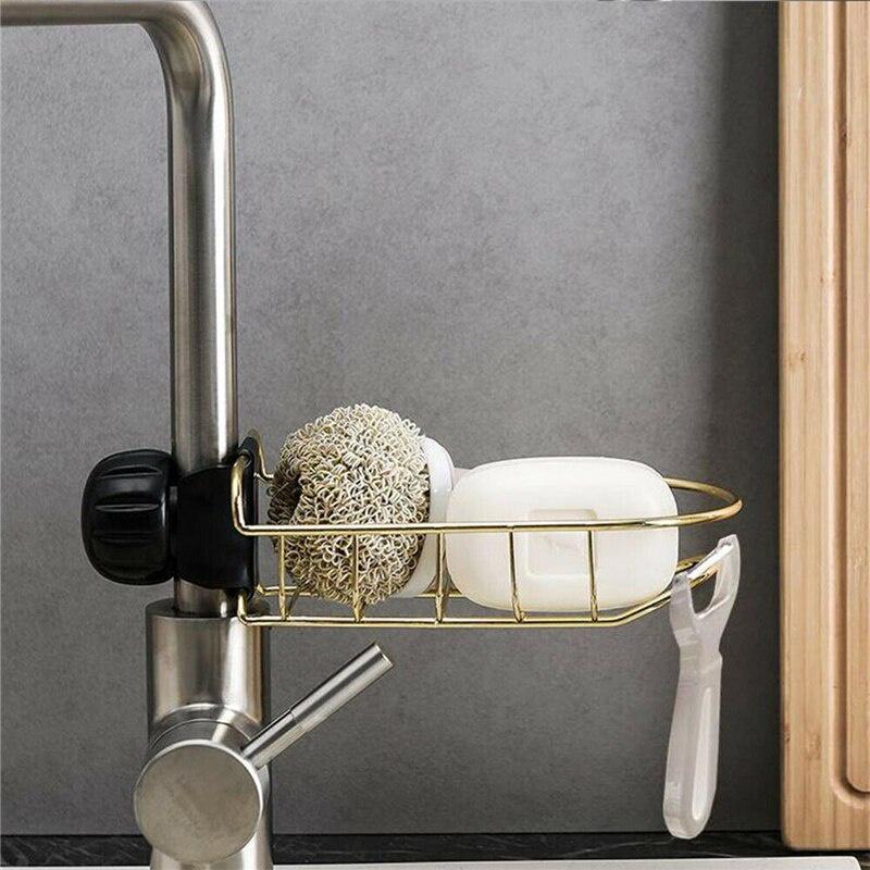 Household Faucet Storage Rack Kitchen Water Pool Punch Free Sponge Rag Hollow Drain Holder