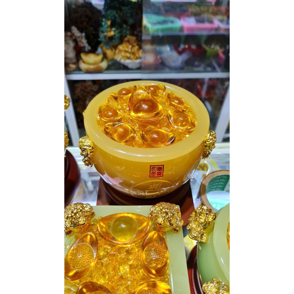 Bát Tụ Bảo Đá Ngọc Chiêu Tài Lộc, kích thước 15cm, Có đế đẹp