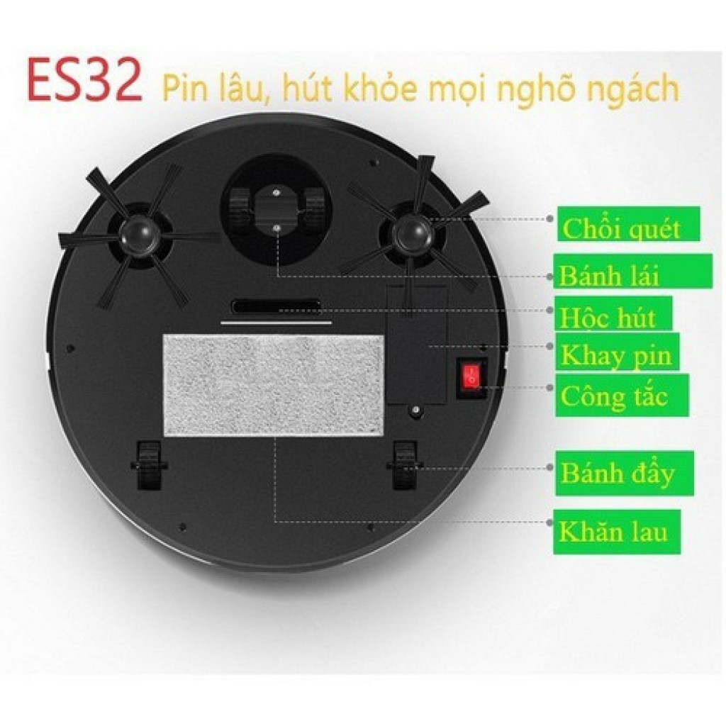 Robot Hút Bụi Thông Minh ES32, 3 Chế Độ Hút Bụi, Quét Nhà Kết Hợp Lau nhà, Làm Sạch Mọi Ngóc Ngách_ Tặng kèm móc khóa Shopping online