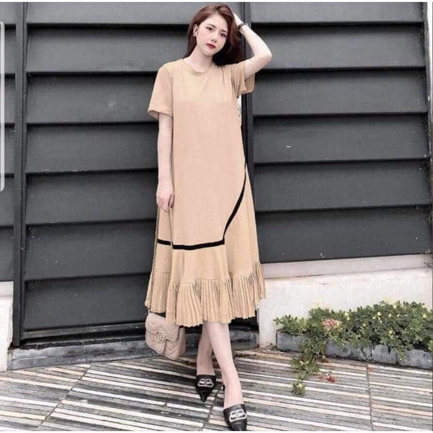 Váy bầu suông thời trang bigsize 48-75kg chất cotton mát mùa hè