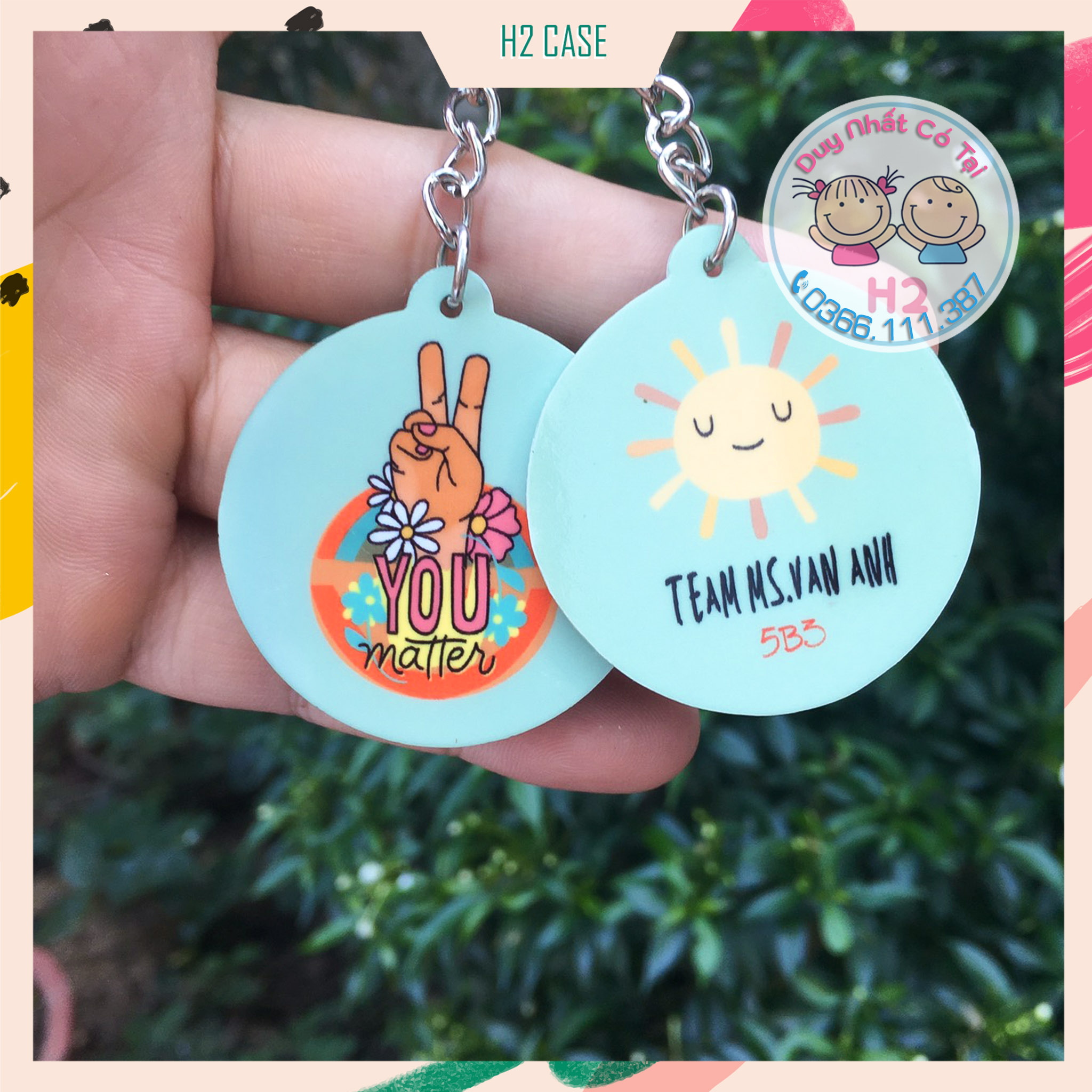 Móc khóa Mica 2 mặt in theo yêu cầu