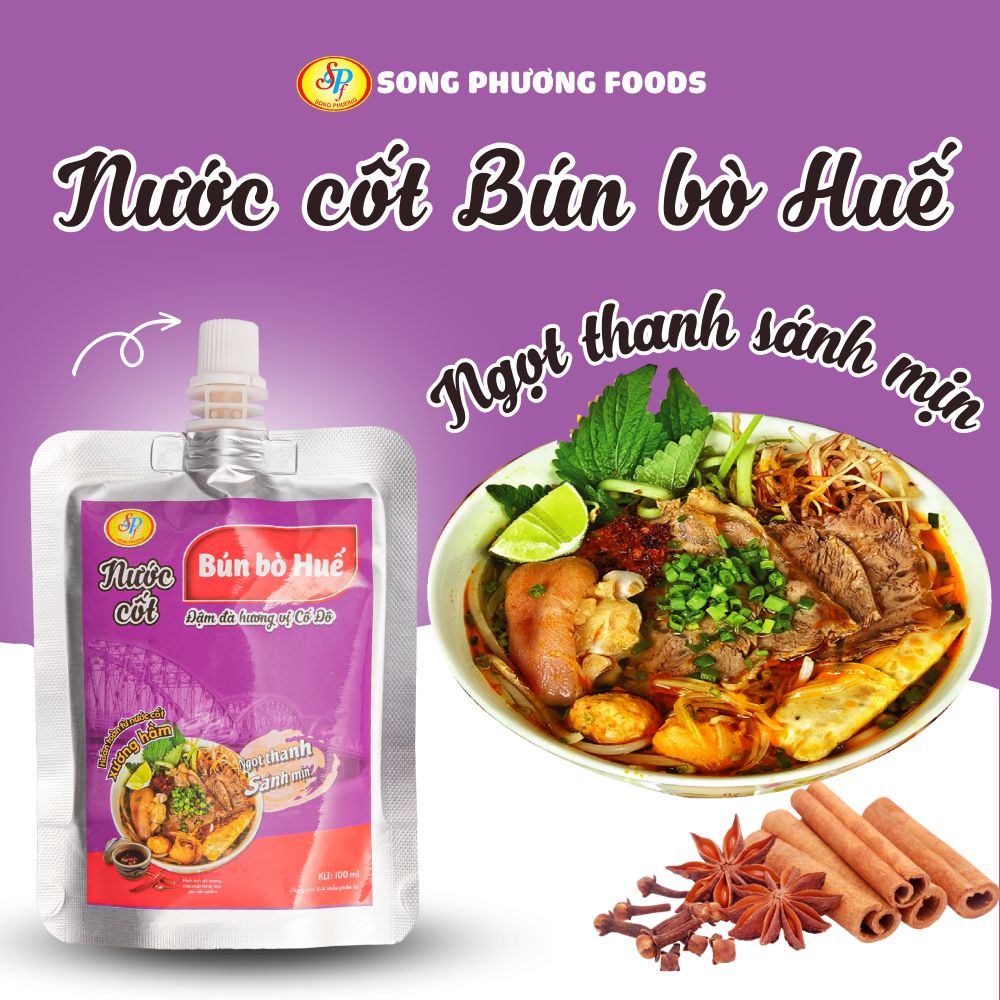 Nước cốt Bún bò Huế đậm đà hương vị Cố Đô -Hàng xuất khẩu Nhật- Hoàn toàn từ nước cốt xương hầm ngon,chuẩn vị,không cần nêm nếm- túi 100ml