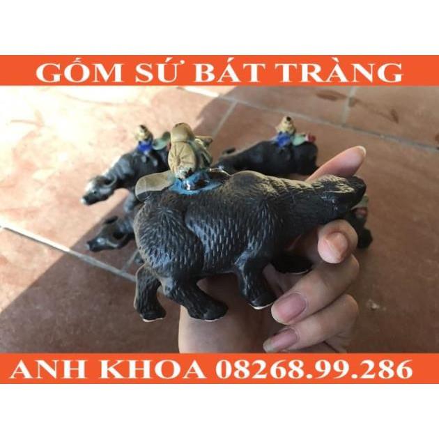 Mục đồng cưỡi trâu thổi sáo - Gốm sứ Bát Tràng Anh Khoa