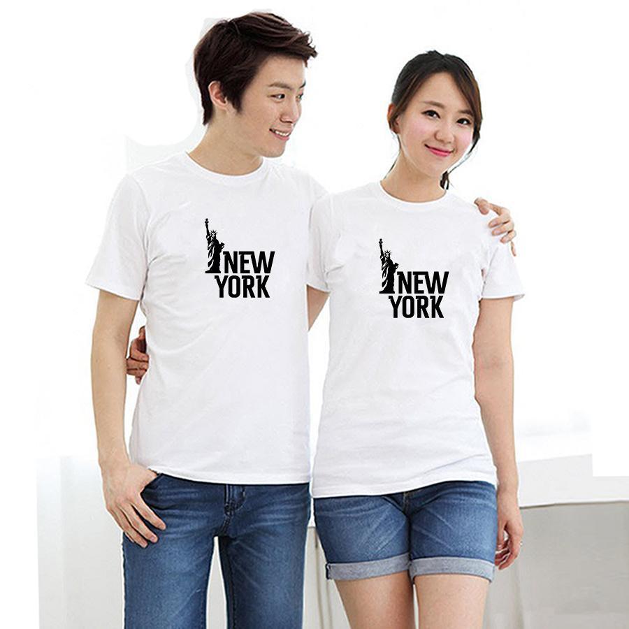 Áo thun cặp đôi in hình New York form rộng phong cách hàn quốc