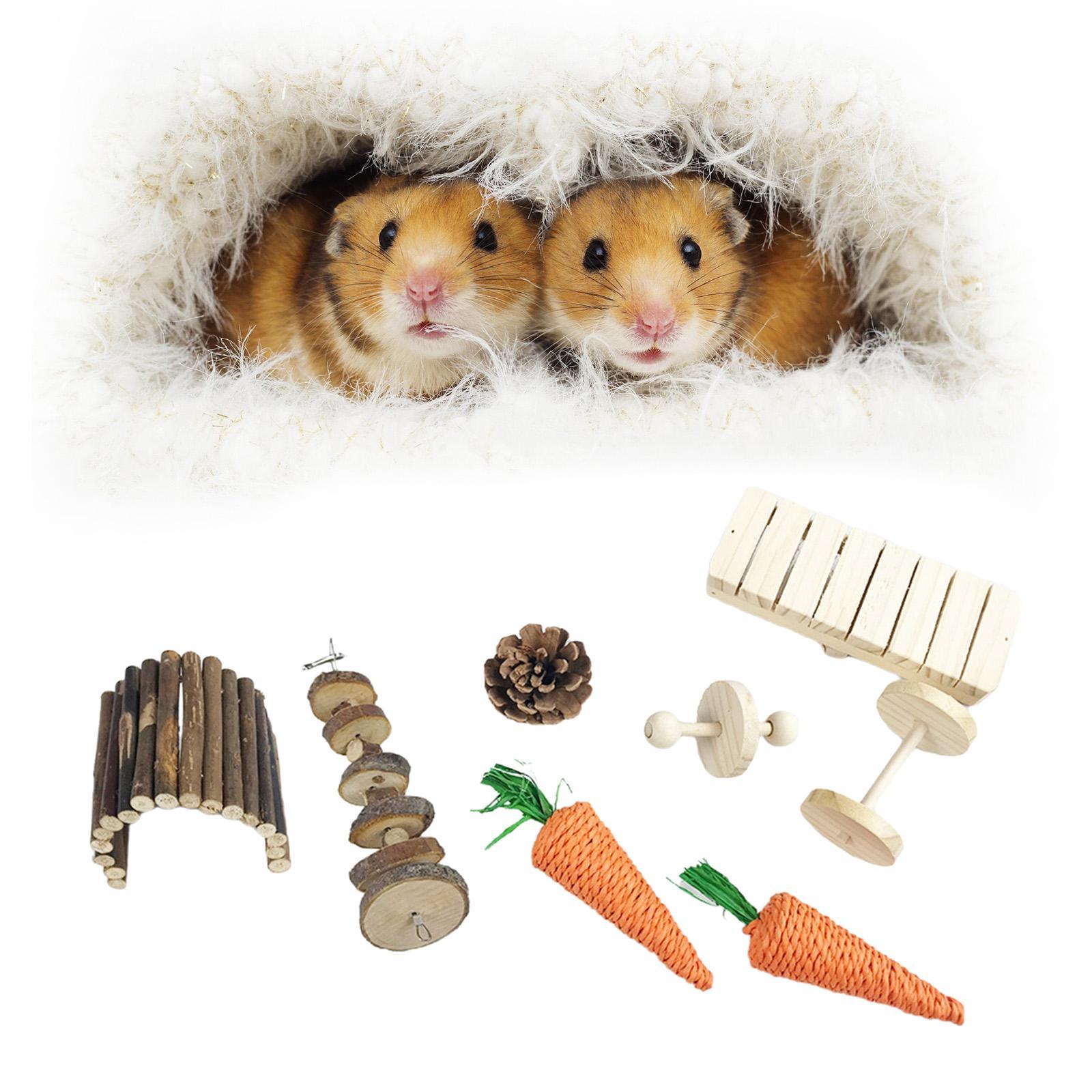 8Pcs Hamster Chew Toys Set Bunnies Groundhog Guinea Pig Wooden Molar Toys
