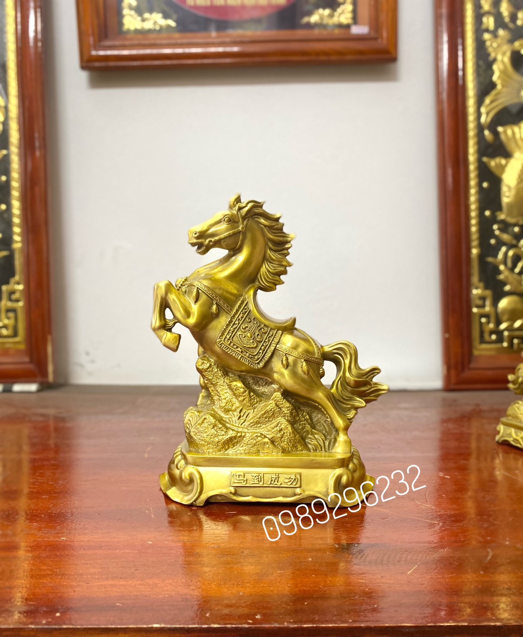 Tượng Ngựa phong thủy bằng đồng vàng cao 26cm - Ngựa Tài Lộc