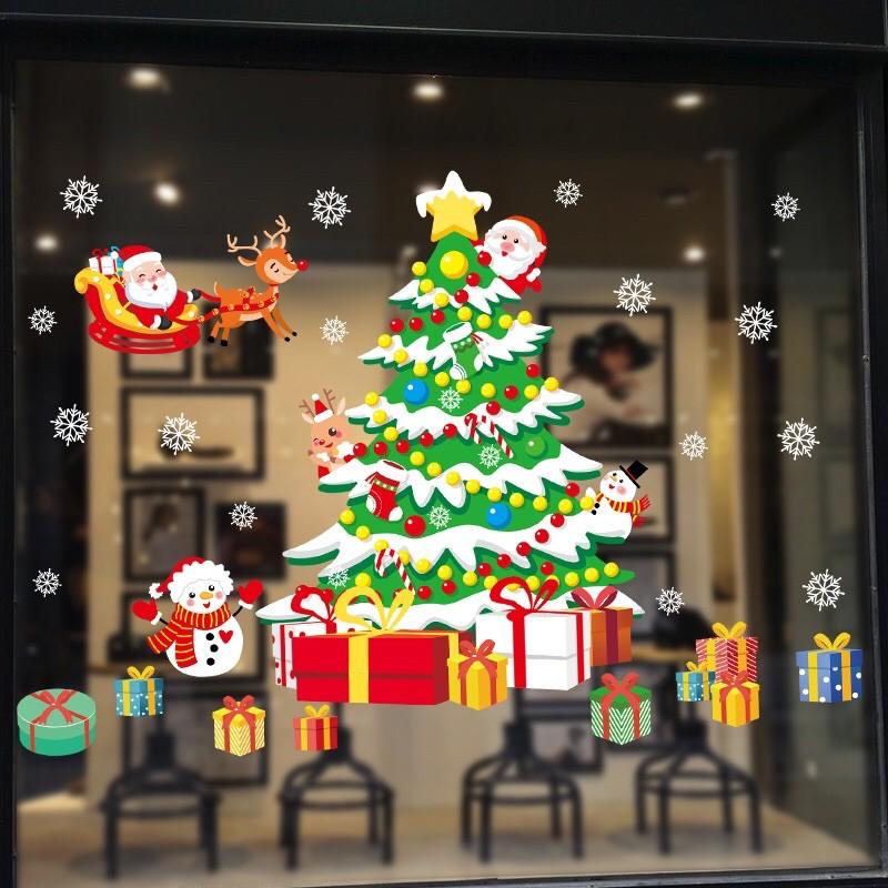 Decal trang trí Noel - Cây Thông xanh quà nhỏ đáng yêu