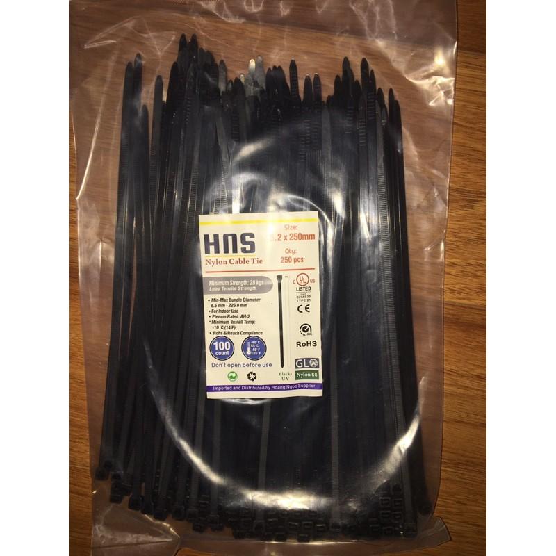 Túi 250 sợi dây rút nhựa đen, dây thít đen 5,2x250mm