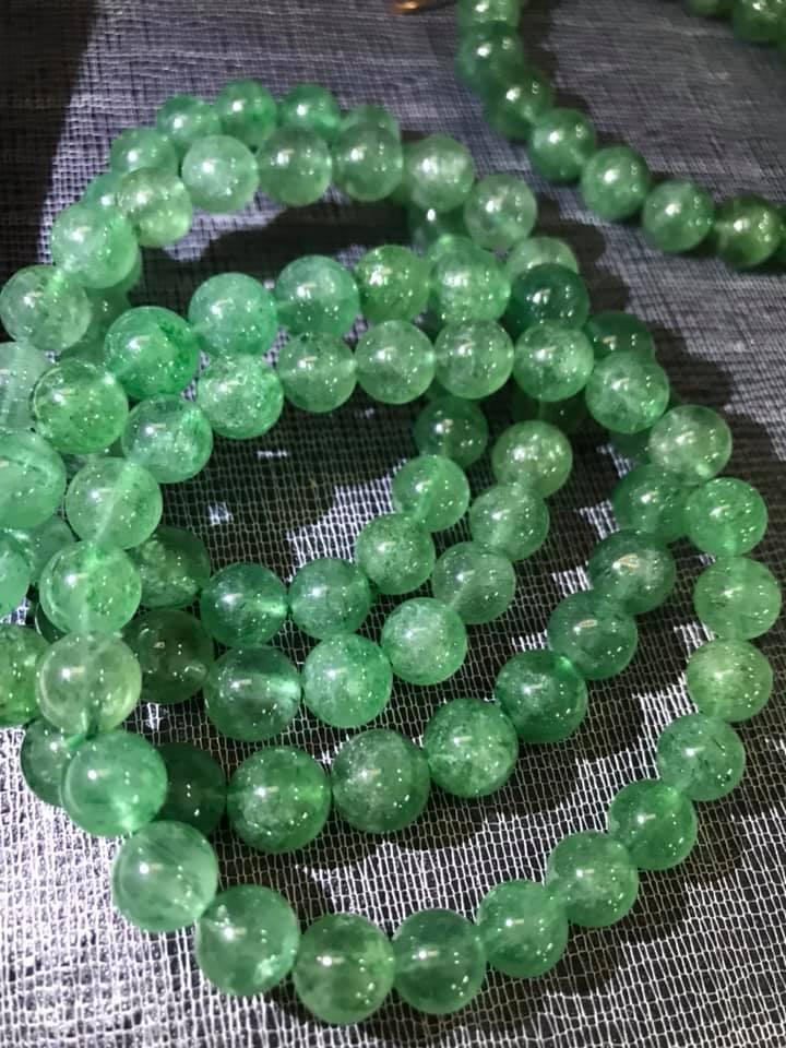 Vòng thạch anh dâu xanh tự nhiên 8mm nữ mệnh MỘC HOẢ ĐÁ TỰ NHIÊN ĐẸP