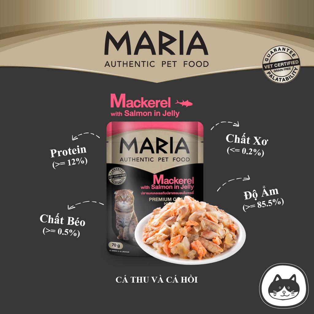 Pate cho mèo| mèo con 1-2 tháng tuổi Combo 8 gói 70g MARIA AUTHENTIC PET FOOD - thức ăn cho mèo vị thịt gà, cá hồi, cá thu, mực