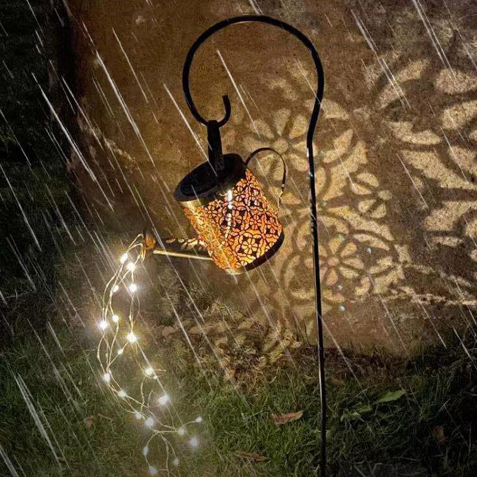 LED Watering Can Stake Solar Garden Light Outdoor Path Lighting Christmas