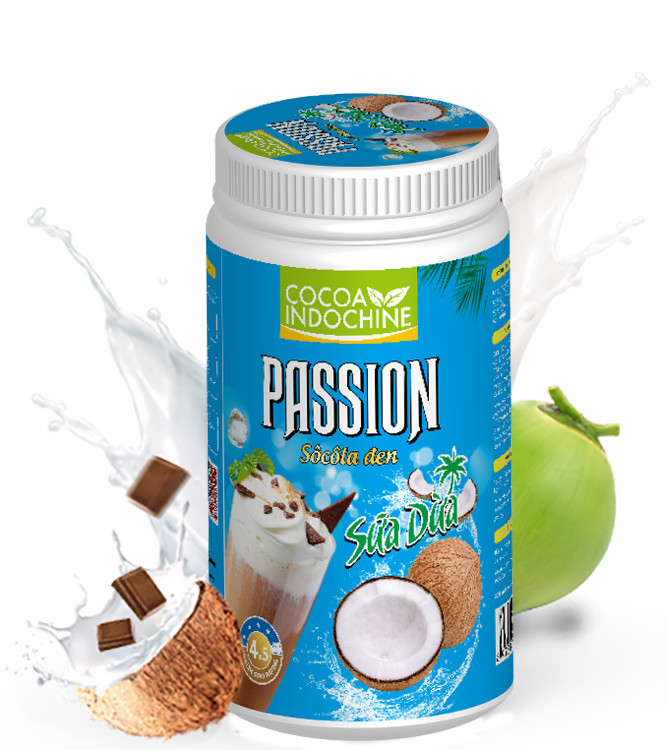 Bột ca cao sữa dừa Passion - Chuyên pha chế trà sữa, milo dầm, thức uống sô cô la cacao thơm ngon tiện lợi - Hũ 750g