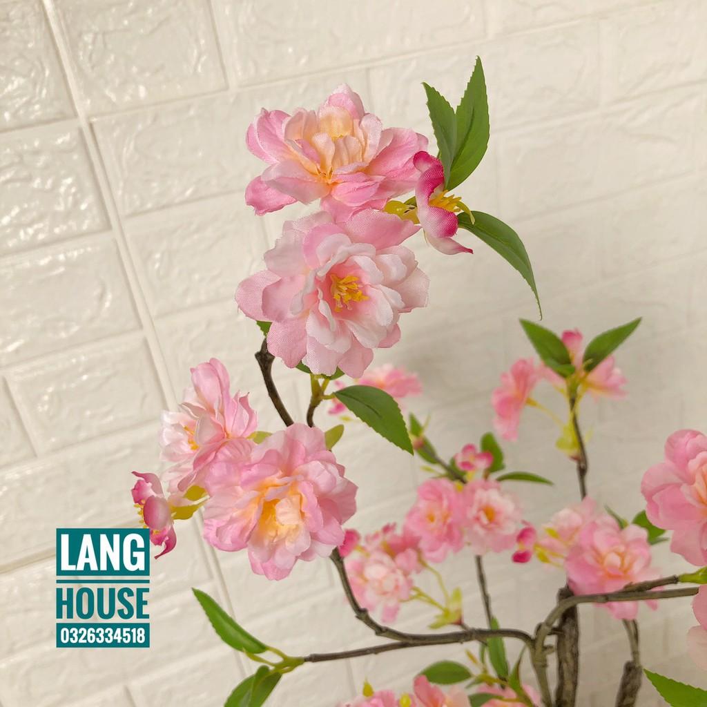 Hoa Giả Hoa Lụa - CHẬU HOA ĐÀO GIẢ CAO 70CM